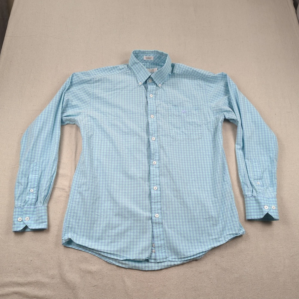 Onward Reserve Shirt Mens Large Blue Green Plaid Check‎ Preppy Casual Tailored